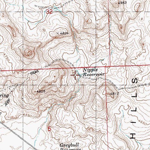 Topographic Map of Nipple Reservoir, ID