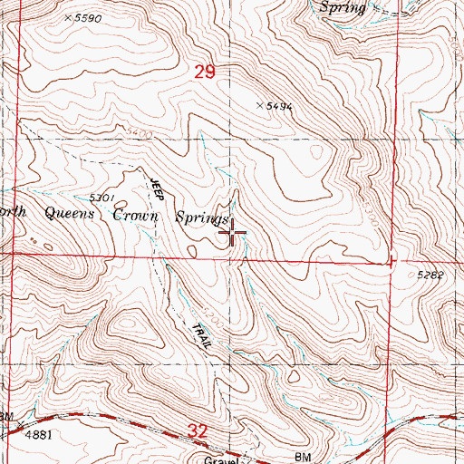Topographic Map of North Queens Crown Springs, ID