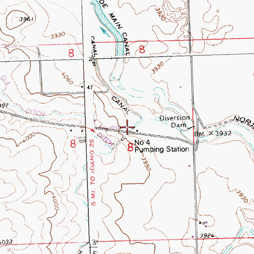 Topographic Map of Number Four Pumping Station, ID