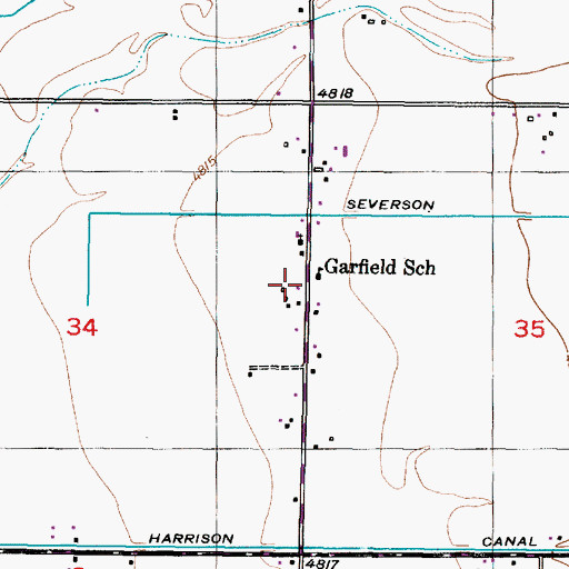 Topographic Map of Garfield, ID