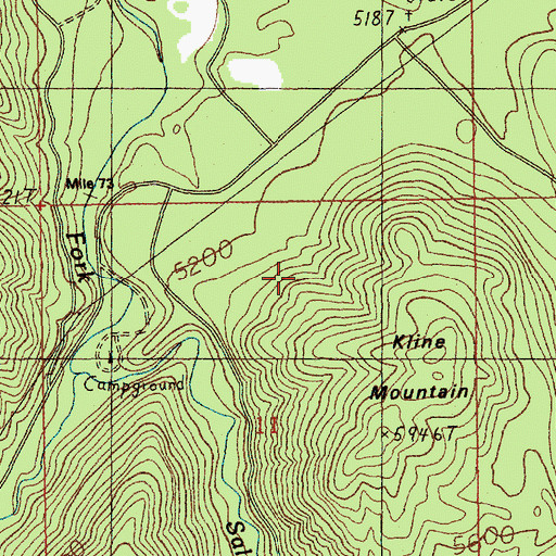 Topographic Map of Kline Mine, ID
