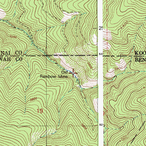 Topographic Map of Old Rainbow Mine, ID