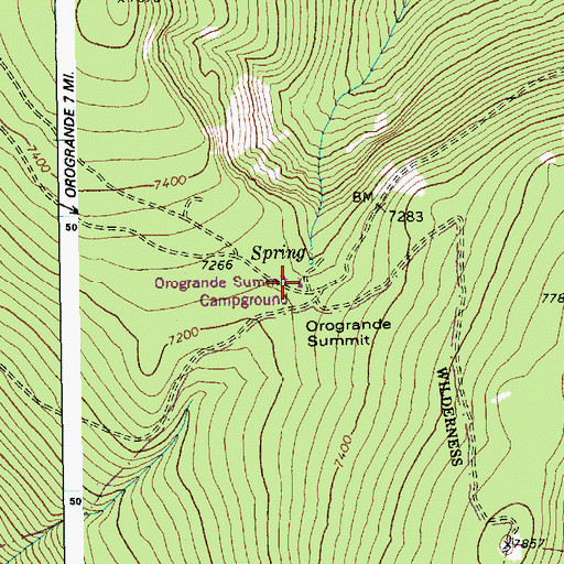 Topographic Map of Orogrande Summit Campground, ID