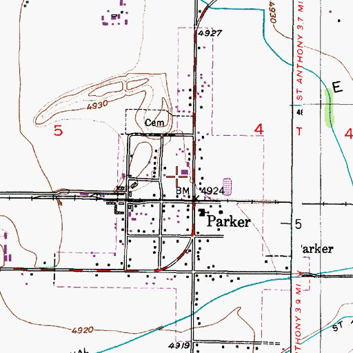 Topographic Map of Parker-Egin Elementary School, ID