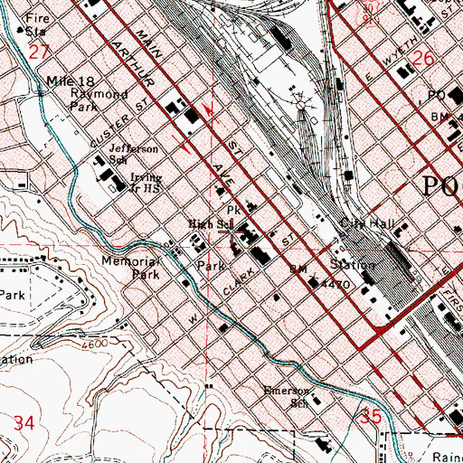 Topographic Map of Pocatello High School, ID