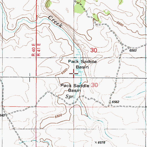 Topographic Map of Pack Saddle Basin, ID