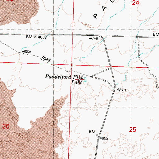 Topographic Map of Paddelford Flat Lake, ID