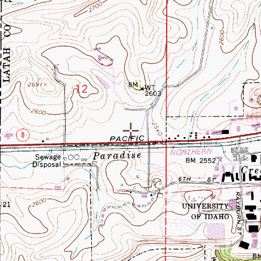 Topographic Map of Palouse Empire Mall, ID