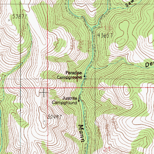 Topographic Map of Paradise Campground, ID