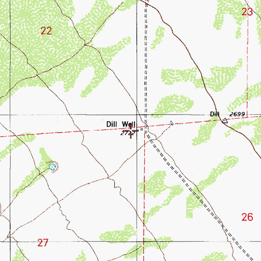 Topographic Map of Dill Well, AZ