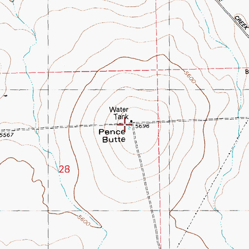 Topographic Map of Pence Butte, ID