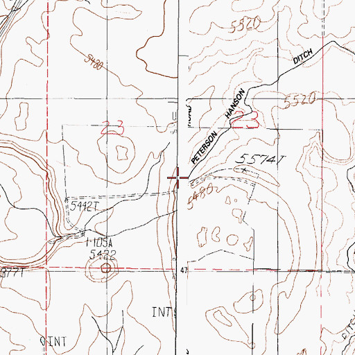 Topographic Map of Peterson Hanson Ditch, ID
