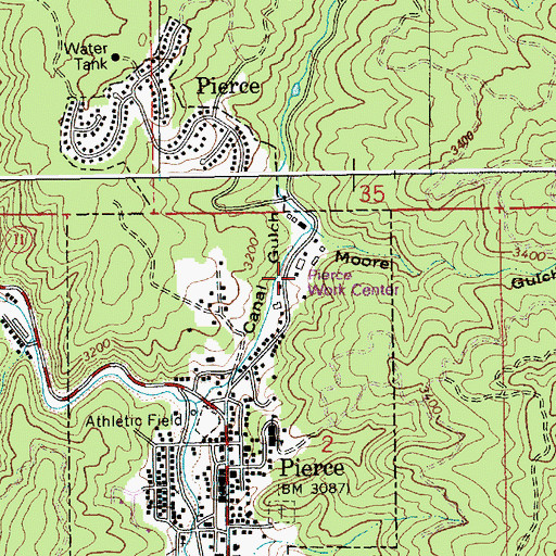 Topographic Map of Pierce Work Center, ID
