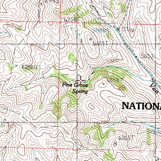 Topographic Map of Pine Grove Spring, ID