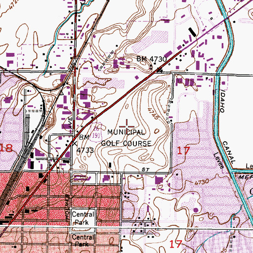 Topographic Map of Pinecrest Municipal Golf Course, ID