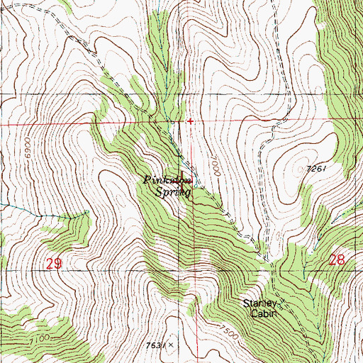 Topographic Map of Pinkston Spring, ID