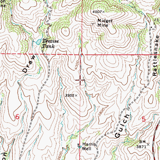 Topographic Map of Harris Tank, AZ