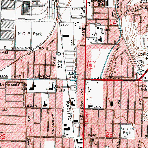 Topographic Map of Pocatello Mall, ID