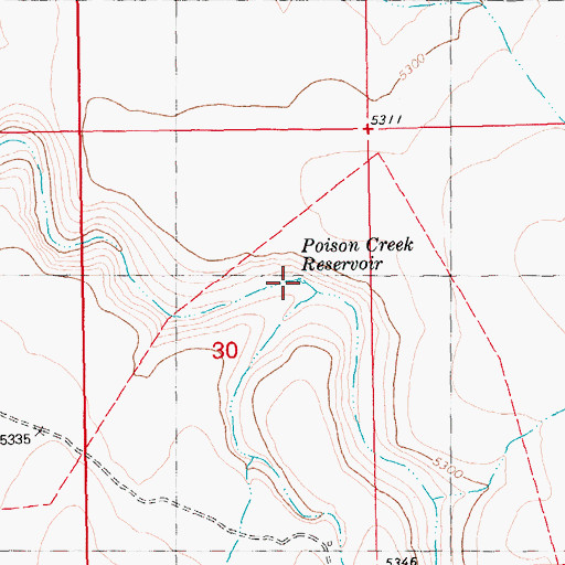 Topographic Map of Poison Creek Reservoir, ID