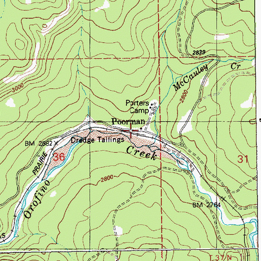 Topographic Map of Poorman, ID