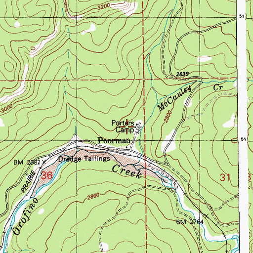 Topographic Map of Porters Camp, ID
