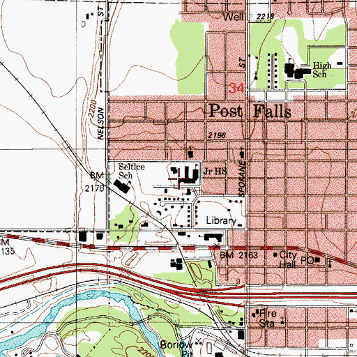 Topographic Map of Mullan Trail Elementary School, ID