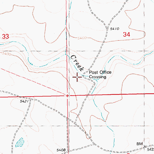 Topographic Map of Post Office Crossing, ID