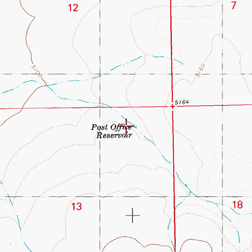Topographic Map of Post Office Reservoir, ID