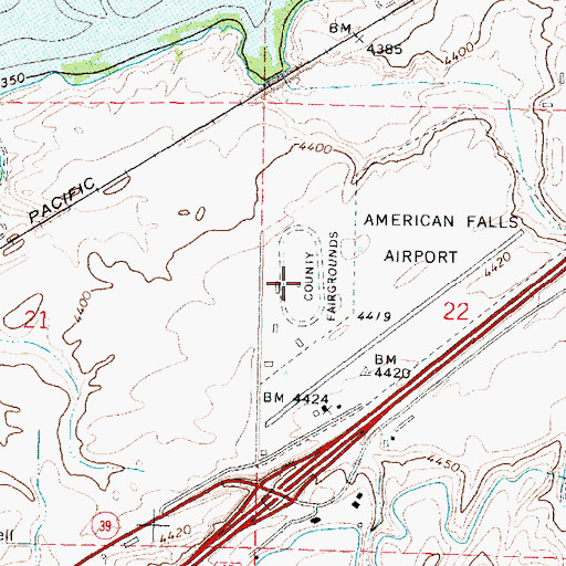 Topographic Map of Power County Fairgrounds, ID