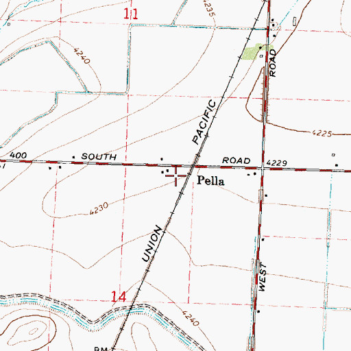 Topographic Map of Pella Siding, ID