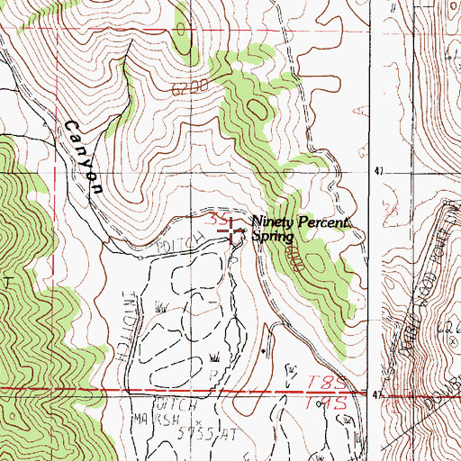 Topographic Map of Ninety Percent Spring, ID
