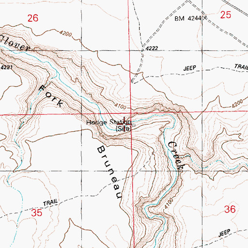 Topographic Map of Hodge Station (historical), ID