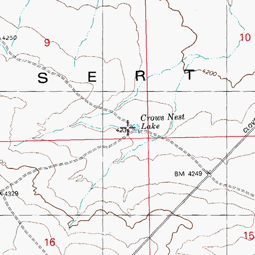 Topographic Map of Crows Nest Lake, ID