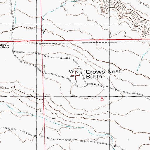 Topographic Map of Crows Nest Butte, ID