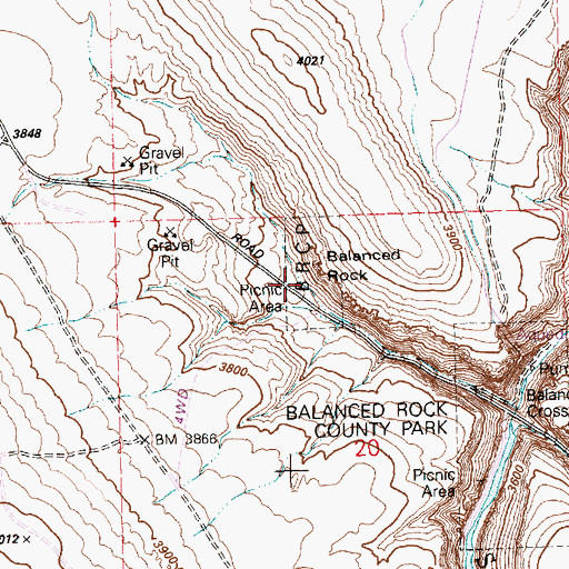 Topographic Map of Balanced Rock State Park, ID