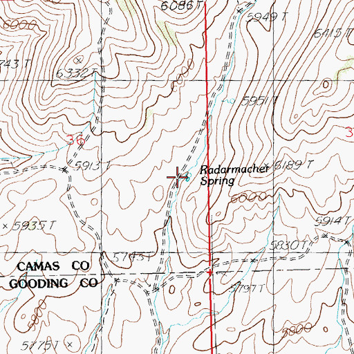 Topographic Map of Radarmacher Spring, ID