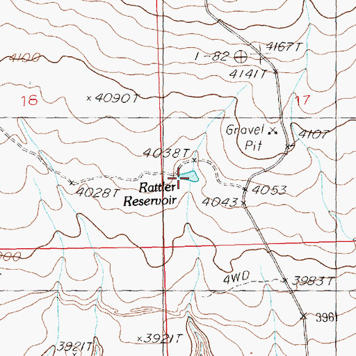 Topographic Map of Rattler Reservoir, ID