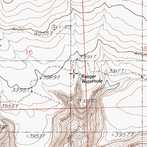 Topographic Map of Reager Waterhole, ID