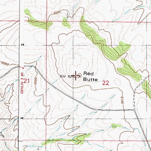 Topographic Map of Red Butte, ID