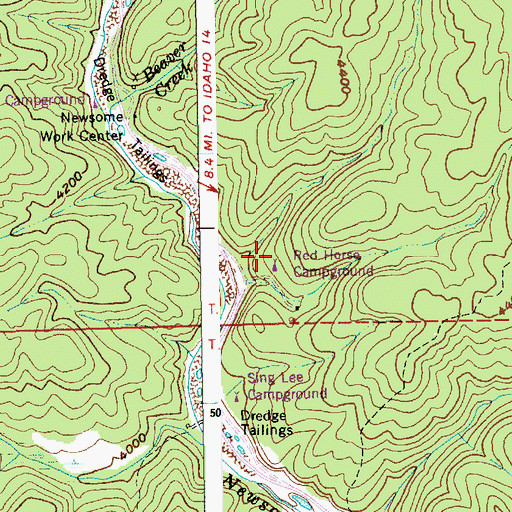 Topographic Map of Red Horse Campground, ID
