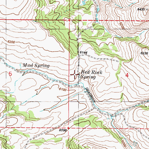 Topographic Map of Red Rock Spring, ID