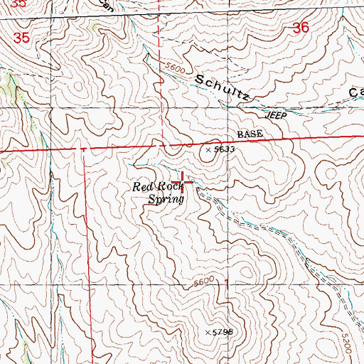 Topographic Map of Red Rock Spring, ID