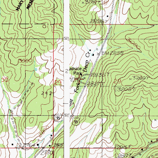 Topographic Map of Roadside Park, ID