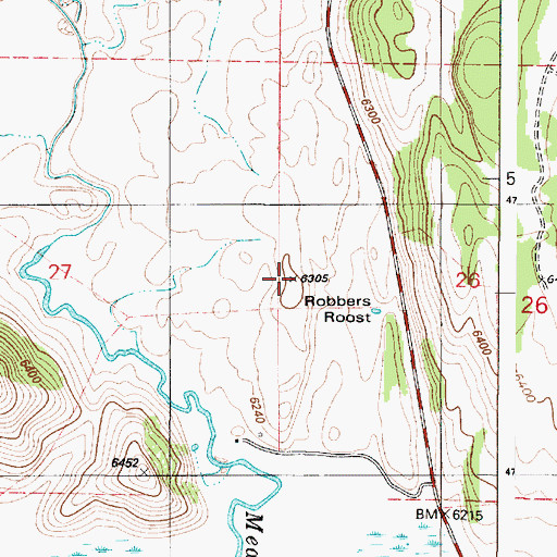 Topographic Map of Robbers Roost, ID