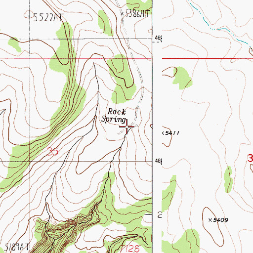 Topographic Map of Rock Spring, ID
