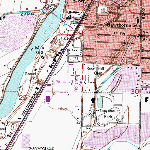 Topographic Map of Rollandet Park, ID