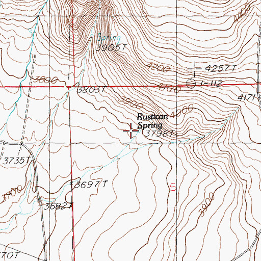 Topographic Map of Rustican Spring, ID