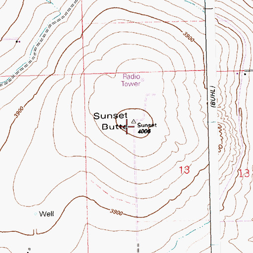 Topographic Map of Sunset Butte, ID