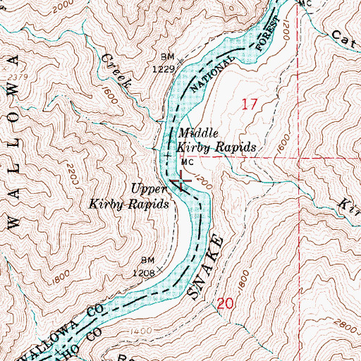 Topographic Map of Snake River Canyon, ID
