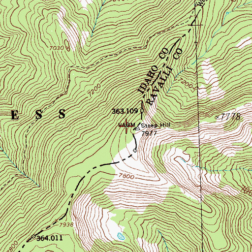 Topographic Map of Steep Hill, ID